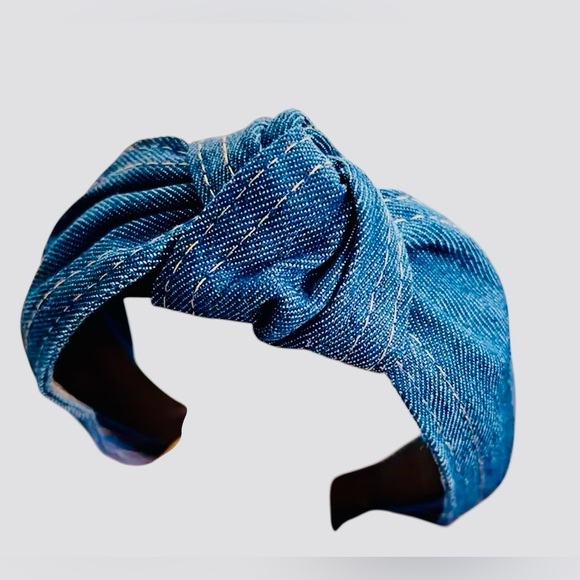 Denim Twist-Knot Headband | Chic Everyday Hair Accessory NWOT - Picture 3 of 4